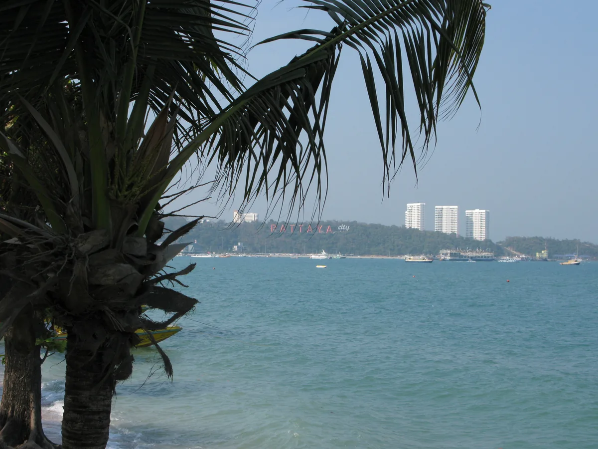 The beachfront and skyline of Pattaya, Thailand
